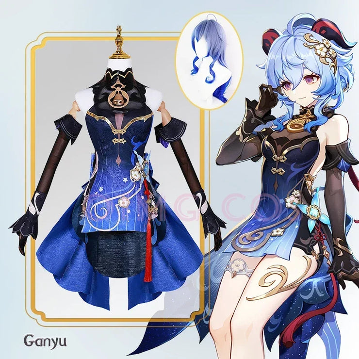 Twilight Blossom Ganyu Cosplay Costume Genshin Impact Adult Uniform Wig Anime Halloween Costumes Women Game Character Outfit