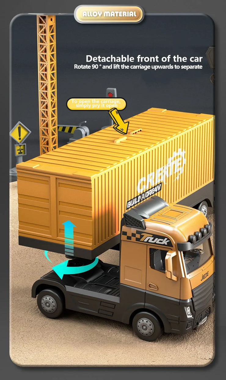 Alloy Construction Vehicle Set – Bulldozer, Crane, Excavator & Truck Models for Kids