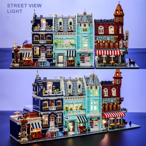 1456/1950/2225 pcs European Market Street Café Villa Store House MINI Bricks Building Blocks City Street View Scene Model