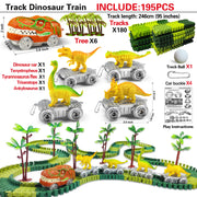 Dinosaur World Road Race Track Set – Flexible Track with Dinosaur Toys and Racing Car for Kids
