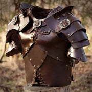 Medieval Ancient Greek Roman Gladiator PU Leather Cuirass – Viking Warrior Chest and Shoulder Armor Steampunk Breastplate for LARP Costume