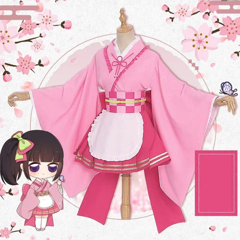 Anime Cosplay Costume Kanroji Mitsuri Kibutsuji Kimono Maid Uniforms Blade Kochou Shinobu Kamado Nezuko Dress Cosplay