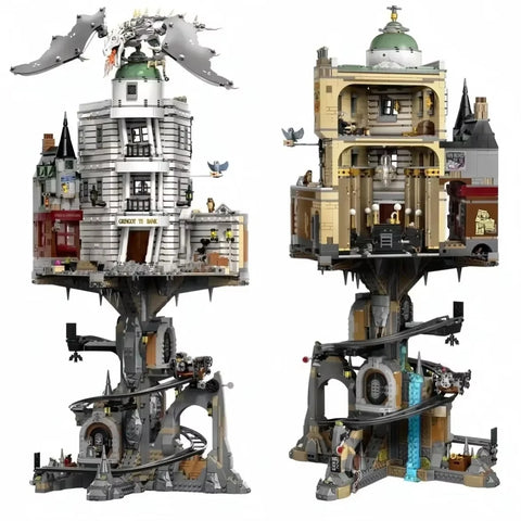 4803pcs Gringotts Wizard Classic Bank Street View Model Building Kits Construction Block with 13 mini figures
