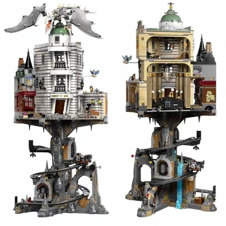 4803pcs Gringotts Wizard Classic Bank Street View Model Building Kits Construction Block with 13 mini figures