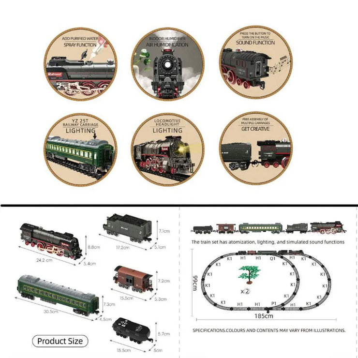 Remote Control Electric Train Set – Classic Model with Assembled Railway Tracks, Light & Sound for Kids