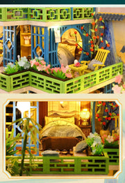 Big DIY Wooden Dollhouse with Furniture & Lights – Chinese Style Villa Miniature Kit