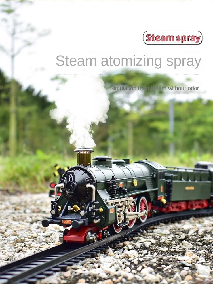 Classic Electric Train Set – Retro Steam Locomotive with Alloy Engine and Tracks for Kids