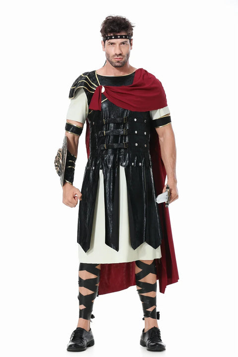 Medieval Roman Royal Knight Warrior Cosplay Halloween Costume For Men Adult Carnival Gladiators Soldier Cloak