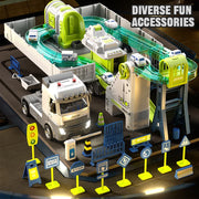 Space Railway Container Truck Diecast Set – Alloy Inertia Vehicles with Sound and Light for Kids