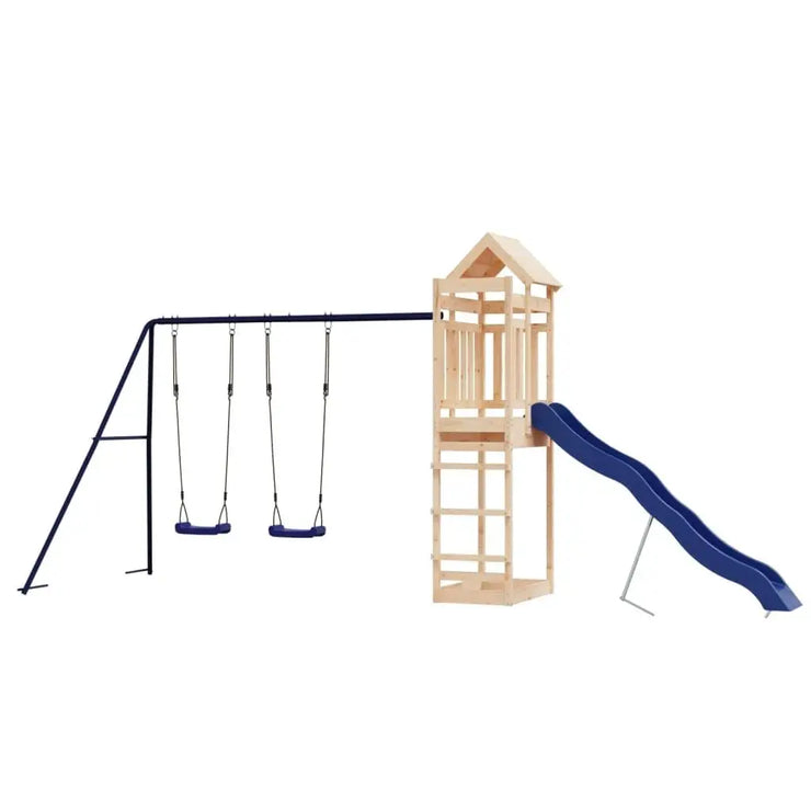 Solid Pine Outdoor Playset - Durable Wooden Climbing Frame & Slide Adventure