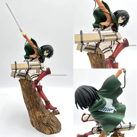 28cm Attack on Titans Levi Ackerman Action Anime Figura Kawai Eren Jaege Mikasa Ackerman The Armored Titan Figure