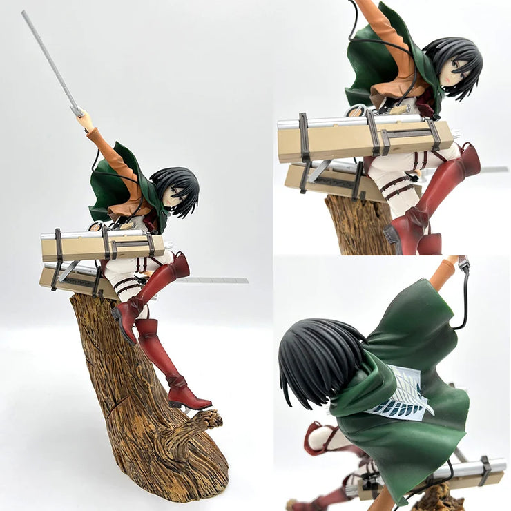 28cm Attack on Titans Levi Ackerman Action Anime Figura Kawai Eren Jaege Mikasa Ackerman The Armored Titan Figure