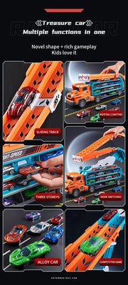 3D Rail Flying Car Set – Inertial Power Puzzle Track with Transforming Alloy Vehicles