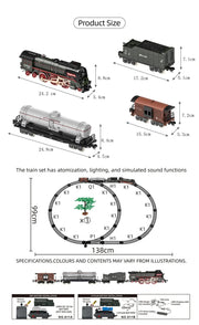 Retro Electric Steam Train Set – Classic Model with Tracks, Smoke, Sound & Light for Kids