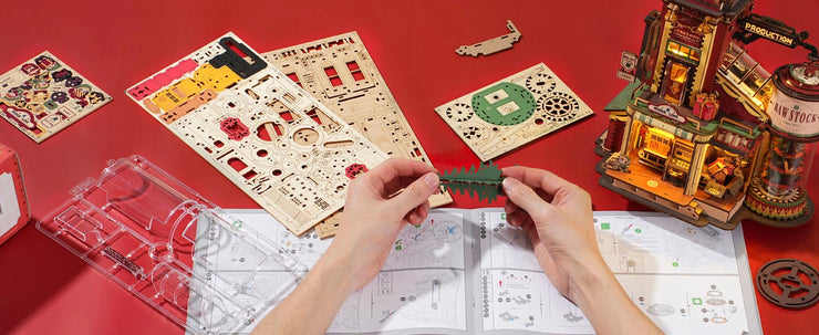Robotime ROKR Christmas Dream Gift Factory Music Box – 3D Wooden Puzzle Model Kit