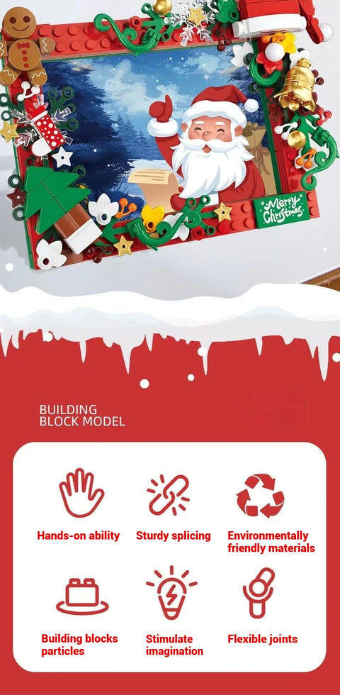 207pcs DIY Santa Claus Photo Frame Building Blocks Set, Holiday Gift, Christmas Decorations