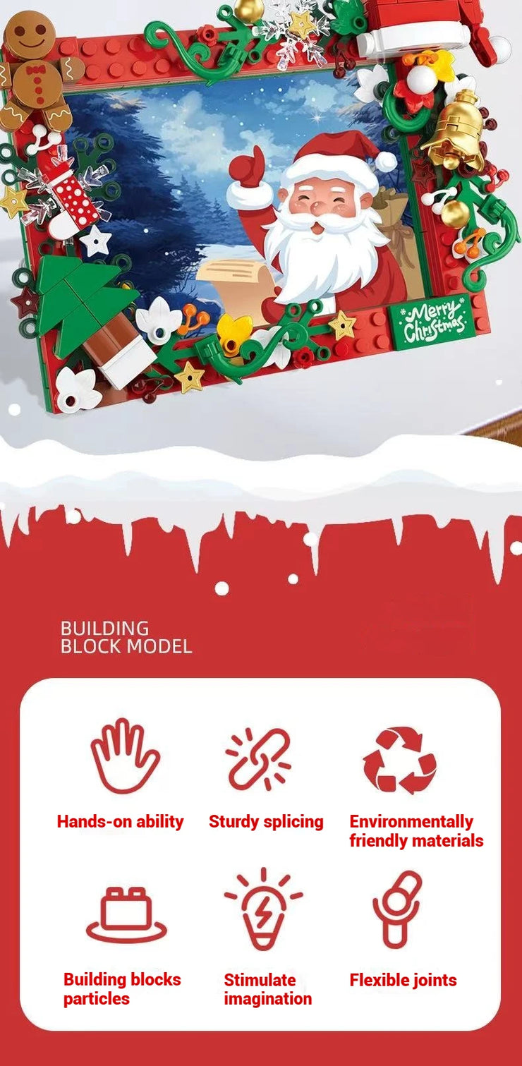 207pcs DIY Santa Claus Photo Frame Building Blocks Set, Holiday Gift, Christmas Decorations