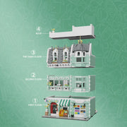 1456/1950/2225 pcs European Market Street Café Villa Store House MINI Bricks Building Blocks City Street View Scene Model
