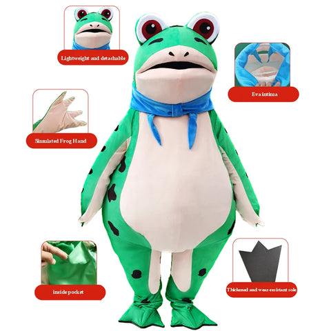 Inflatable Frog Mascot Costume – Adult Cartoon Cosplay Suit for Events, Performances & Parties