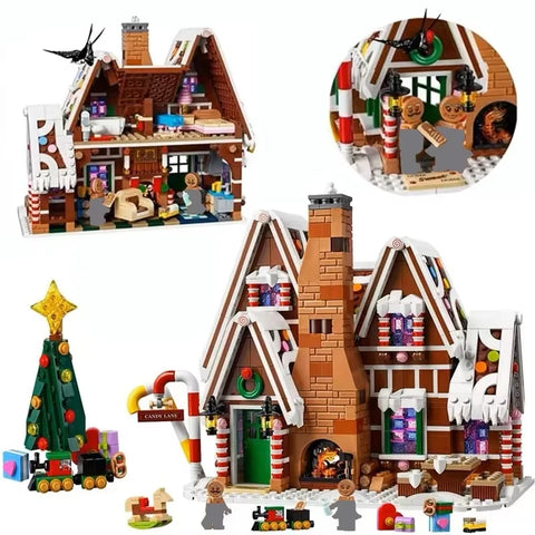 1691pcs Christmas Gingerbread House Family Gathering Building Blocks Bricks Elk Gingerbread Man Children&