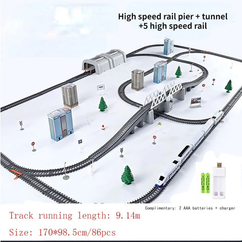 High-Speed Electric Train Set – Realistic Rail Model with Tracks for Kids to Assemble