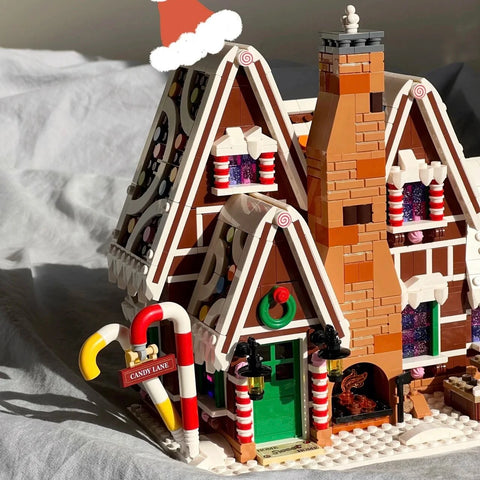 1691pcs Christmas Gingerbread House Family Gathering Building Blocks Bricks Elk Gingerbread Man Children&