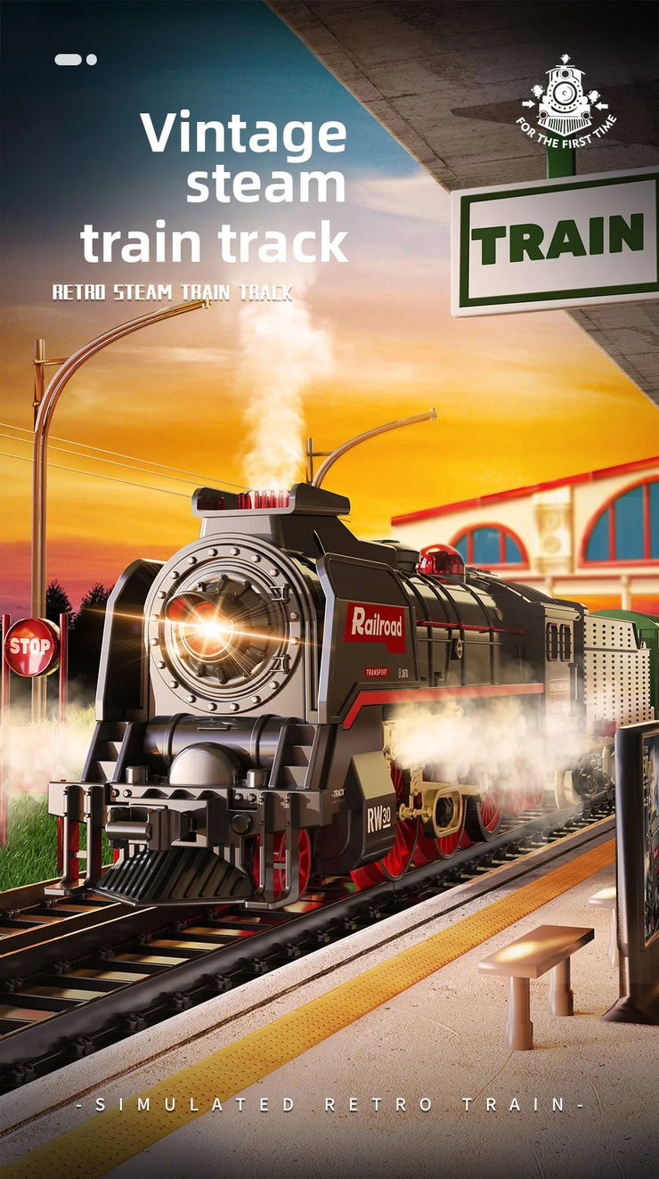 Remote Control Electric Train Set – Classic Model with Assembled Railway Tracks, Light & Sound for Kids