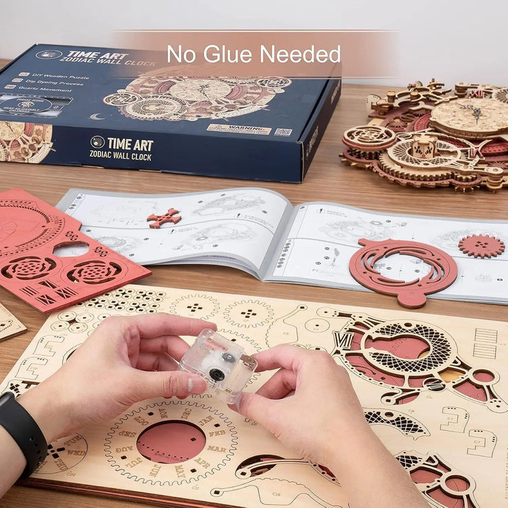 Robotime ROKR LC601 Zodiac Wall Clock – 3D Wooden Puzzle Model Kit