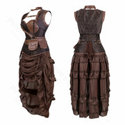 Steampunk Pirate Costume for Women – Cagalli Yulia cosplay Leather Corset Top with Drawstring Skirt Plus Size