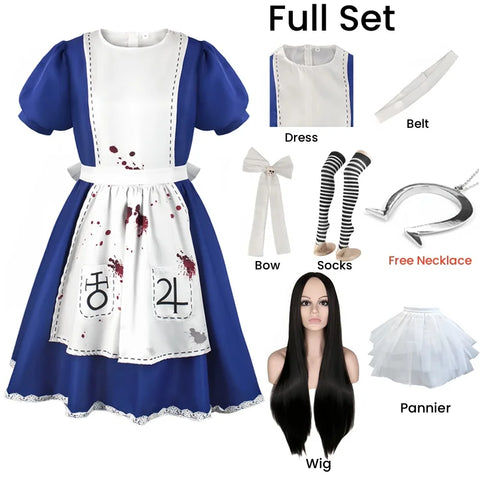 Alice Princess Cosplay Dress – Maid Apron Costume from Madness Returns for Women & Girls Halloween or Party Wear