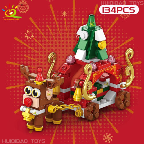 Christmas 8IN1 Santa Claus Tree Model Building Block DIY Elk Snowman Bricks Ornament Toys for Children Adult Gift