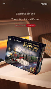 Retro Steam Train Track Set – Electric Locomotive with Smoke, Lights, Sound, Cargo Cars & Tracks for Kids