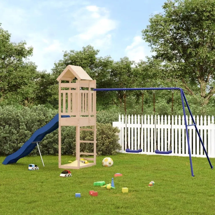 Solid Pine Outdoor Playset - Durable Wooden Climbing Frame & Slide Adventure