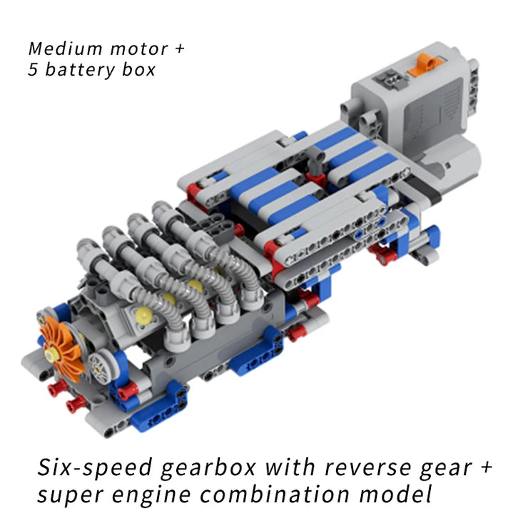 MOC DIY Electric Motor & Gearbox Kit – Technical Building Blocks for Mechanical Models