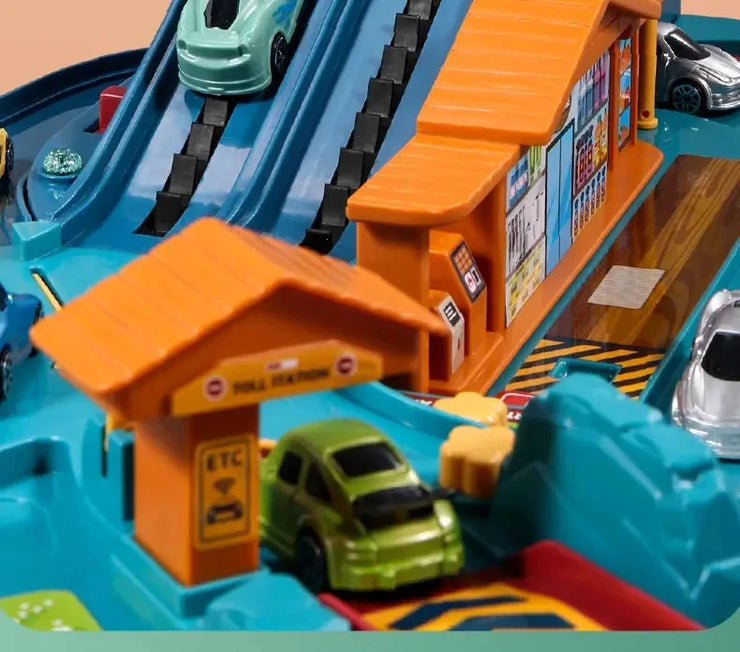 Dinosaur Adventure Electric Track Set – Interactive Racing Puzzle Toy with Mountain and Train for Kids