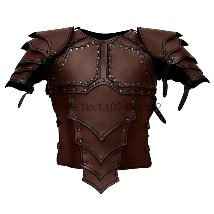 Medieval Steampunk Victoria Knight Pirate Costume – Leather Vest Armor with Body, Shoulder Pauldrons for Men’s LARP and Cosplay