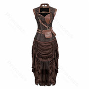 Steampunk Pirate Costume for Women – Cagalli Yulia cosplay Leather Corset Top with Drawstring Skirt Plus Size