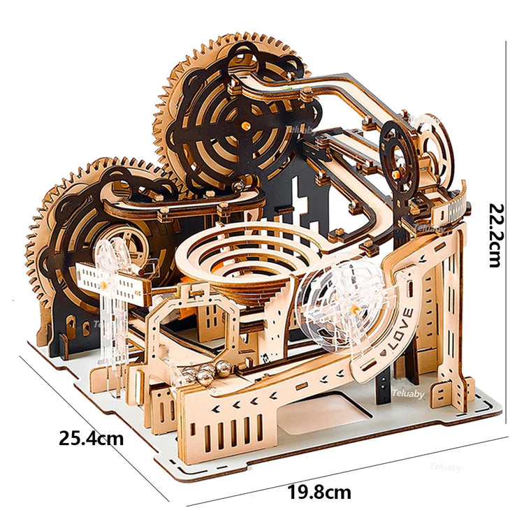 3D Wooden Marble Run Set – DIY Assembly Mechanical Model Kit