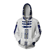R2-D2 Cosplay Hoodie – Robot Sweatshirt with Zipper, Inspired by Darth Vader and Stormtrooper for Men and Women