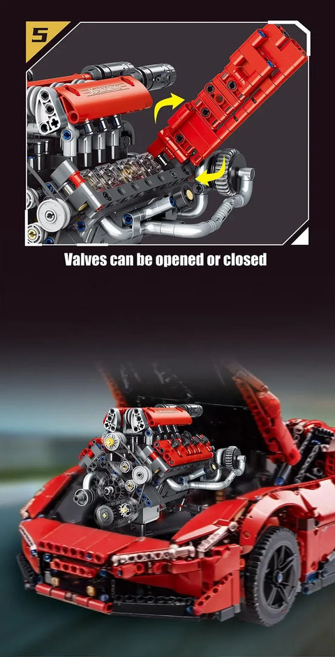 660PCS V8 Engine Model Technical Building Blocks K96203 With Motor + LED Light APP Control Programmable Cars Assembly Bricks Toy