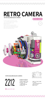 Retro DSLR Camera Assembly 500+ pieces Building Block Detachable Mechanical Trendy Punk Style Model