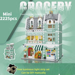 1456/1950/2225 pcs European Market Street Café Villa Store House MINI Bricks Building Blocks City Street View Scene Model