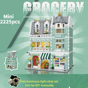 1456/1950/2225 pcs European Market Street Café Villa Store House MINI Bricks Building Blocks City Street View Scene Model