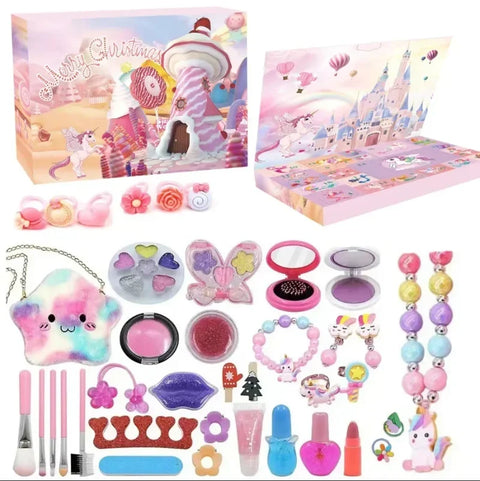 Christmas Advent Calendar Box Princess Dress Up Headwear Jewelry Set cute unicorn toys 24Days Countdown Calendar Xmas Gifts