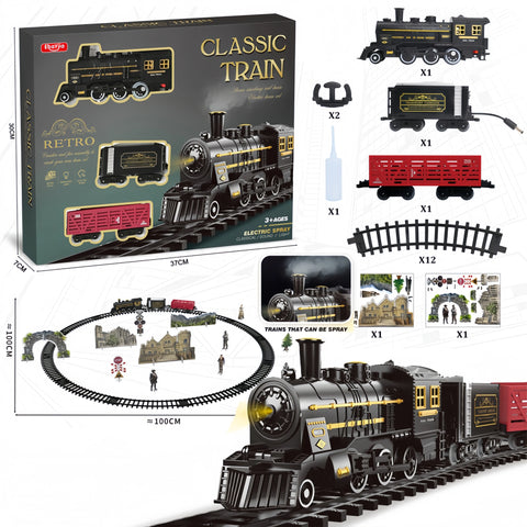 Large Electric Train Track Set – Classic Steam Engine with Lights, Sounds & Long Tracks for Kids