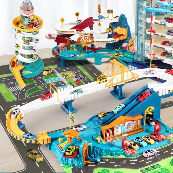 Dinosaur Adventure Race Track — Mountain Loop Set with Train (Ages 4+)