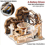 3D Wooden Marble Run Set — DIY Assembly Mechanical Model Kit (Ages 8+)