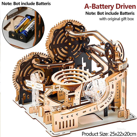 3D Wooden Marble Run Set – DIY Assembly Mechanical Model Kit