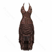 Steampunk Pirate Costume for Women – Cagalli Yulia cosplay Leather Corset Top with Drawstring Skirt Plus Size