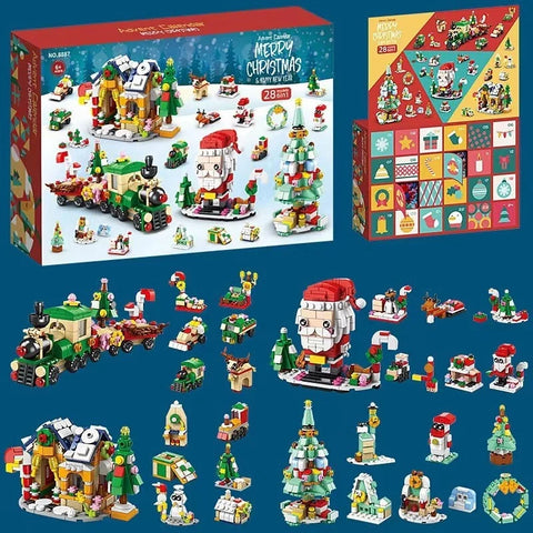 Christmas Advent Calendar Building Block Countdown 24 Days Xmas Christmas Tree Santa Deer Bricks Model Toys For Xmas Kids Gift